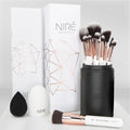 Beauty White 15Piece Award Winning Professional Makeup Brush Set: Vegan Makeup Brushes with Case, Makeup Sponge, Cleaner, Guide, Gift Box
