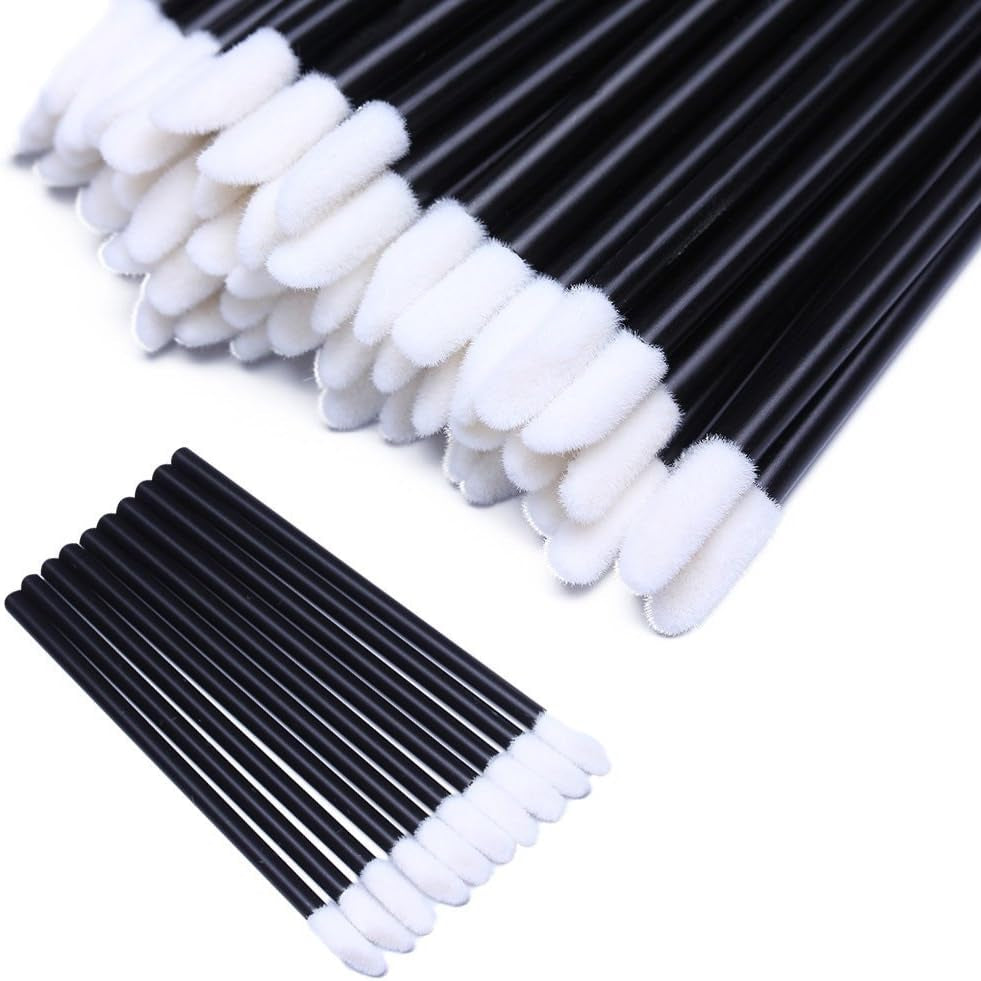 100 Pieces Disposable Lip Wands Lip Gloss Applicators Lipstick Lint Free Wands Makeup Applicator Lip Brushes Doe Foot Applicator
