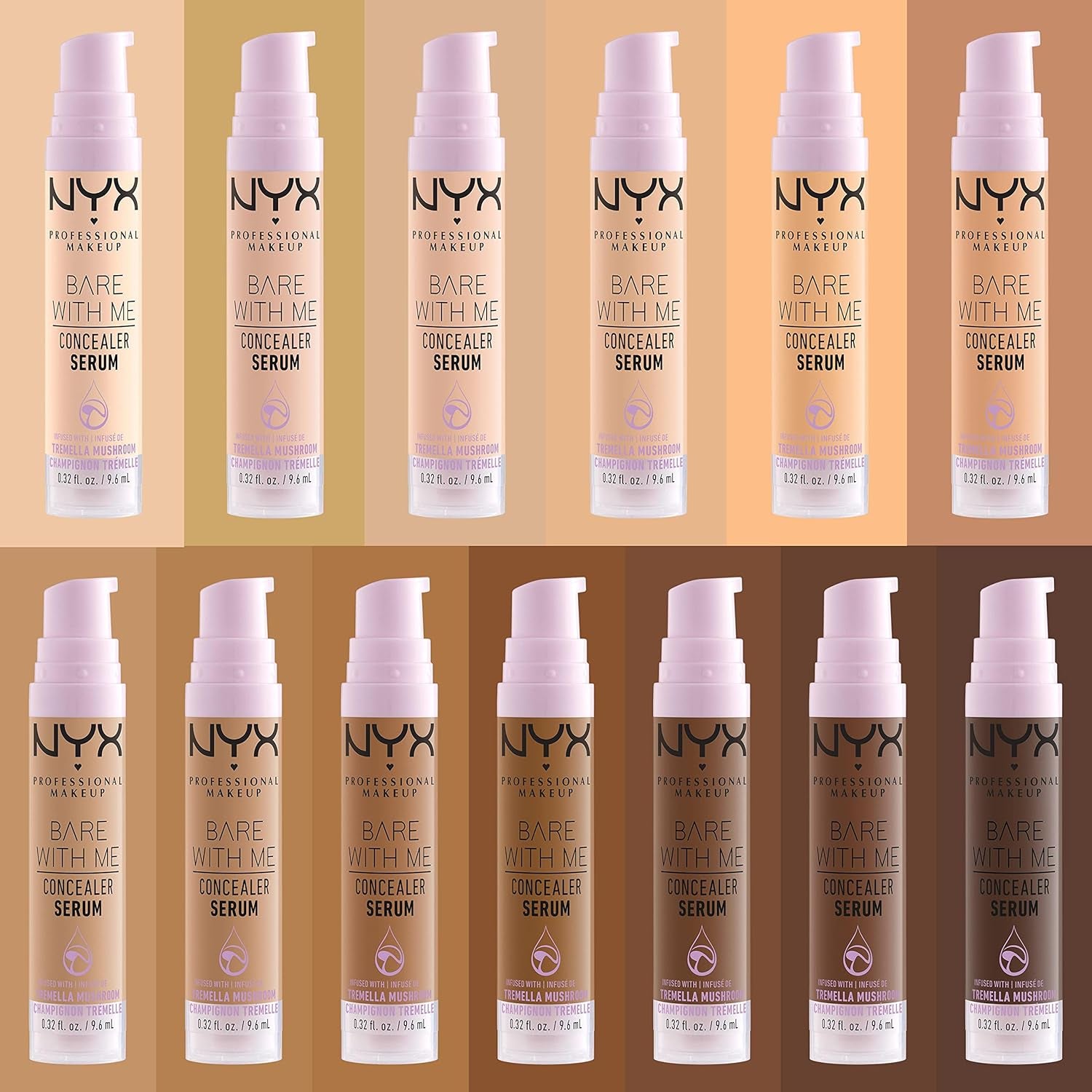 Concealer, under Eye Concealer, Bare with Me Serum, Satin and Natural Finish, Infused with Tremella Mushroom and Green Tea for 24HR Hydration, Vegan Formula - 03 Vanilla, 9.6Ml