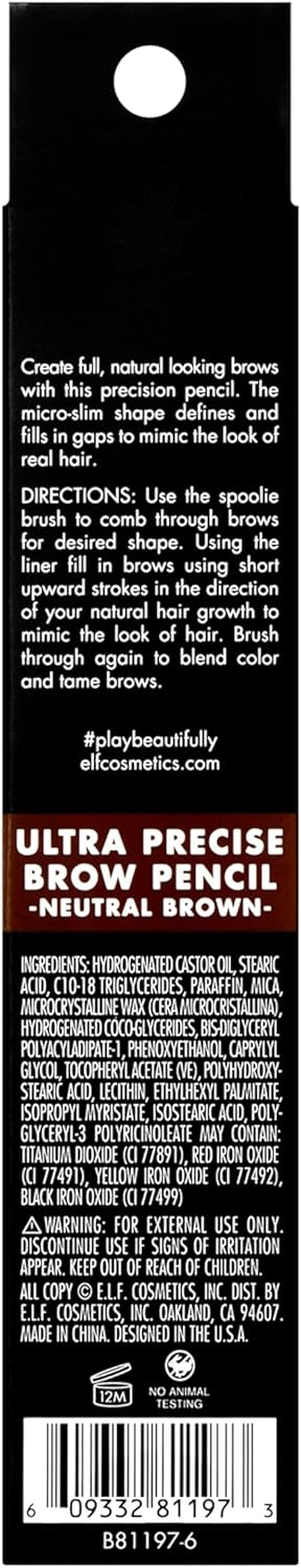 Ultra Precise Brow Pencil, Dual-Ended, Ultra Fine Tip Defines & Fills Eyebrows, Creamy Formula, Vegan & Cruelty-Free, Neutral Brown
