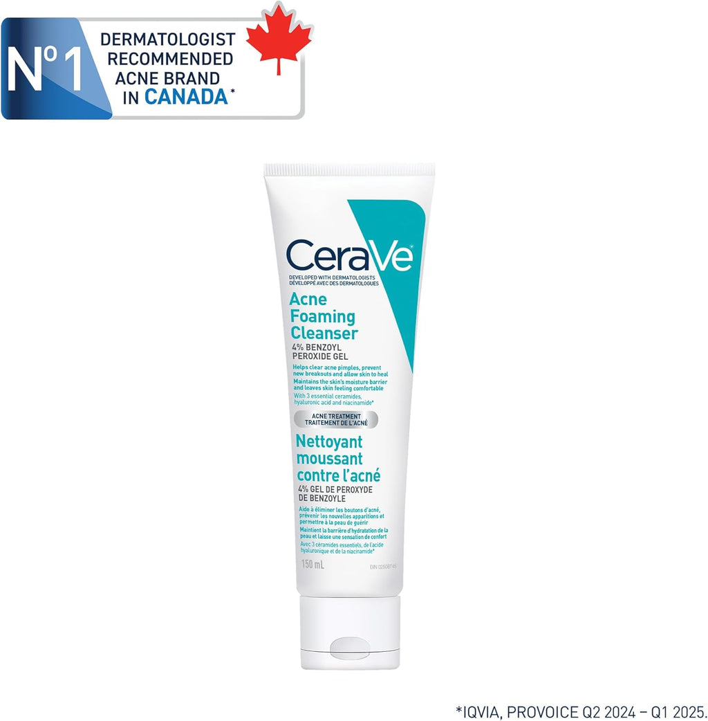 4% Benzoyl Peroxide Acne Treatment Foaming Cleanser Face & Body Wash, with Hyaluronic Acid and Niacinamide. Helps Clear Acne Pimples and Prevent Breakouts. Gentle Gel, Fragrance-Free, 150ML