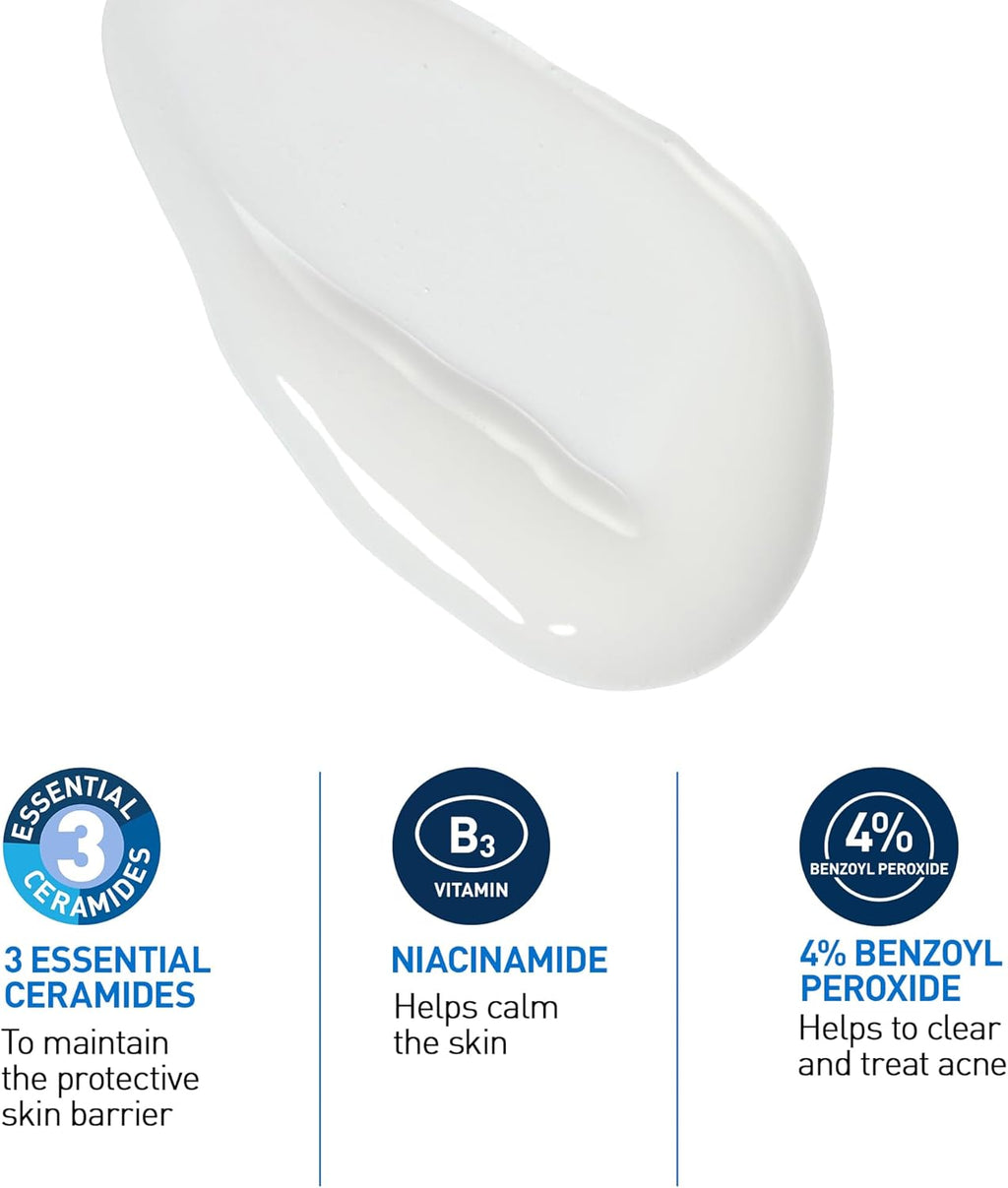 4% Benzoyl Peroxide Acne Treatment Foaming Cleanser Face & Body Wash, with Hyaluronic Acid and Niacinamide. Helps Clear Acne Pimples and Prevent Breakouts. Gentle Gel, Fragrance-Free, 150ML